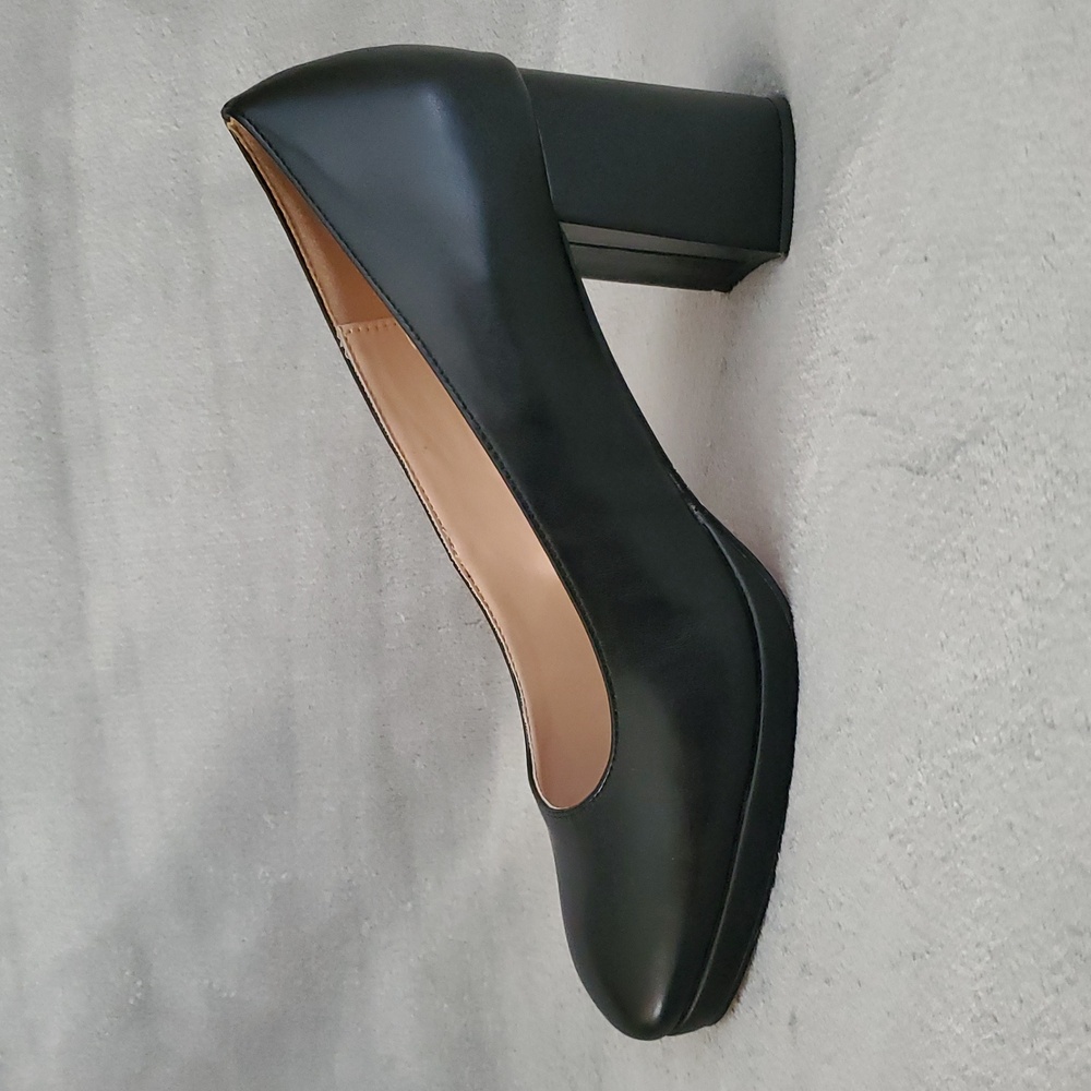 BANDOLINO Cooler Black Platform Faux Leather Block Heel Pumps SIZE: 11M